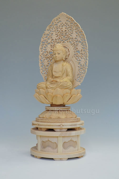 カナダ檜　坐釈迦2.0寸　増台付き